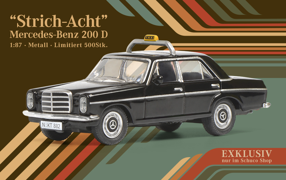 Limitiert Mercedes Benz 200 8 Taxi Schuco 1 87 Www Schuco De